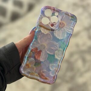 Floral iridescent finish iPhone 14 Pro Max phone case